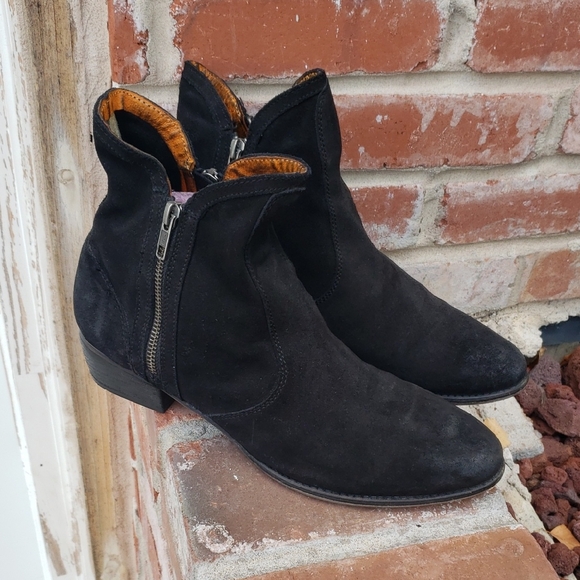 Seychelles Womens Lucky Penny Black Suede Leather Ankle Boots Size 10 Goth - Picture 1 of 17